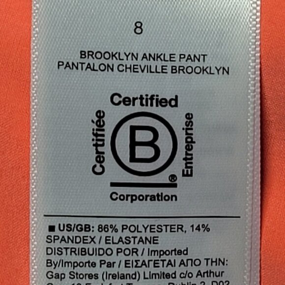 Athleta Womens Orange Brooklyn Mid Rise Ankle Pants Size 8 - Picture 7 of 14